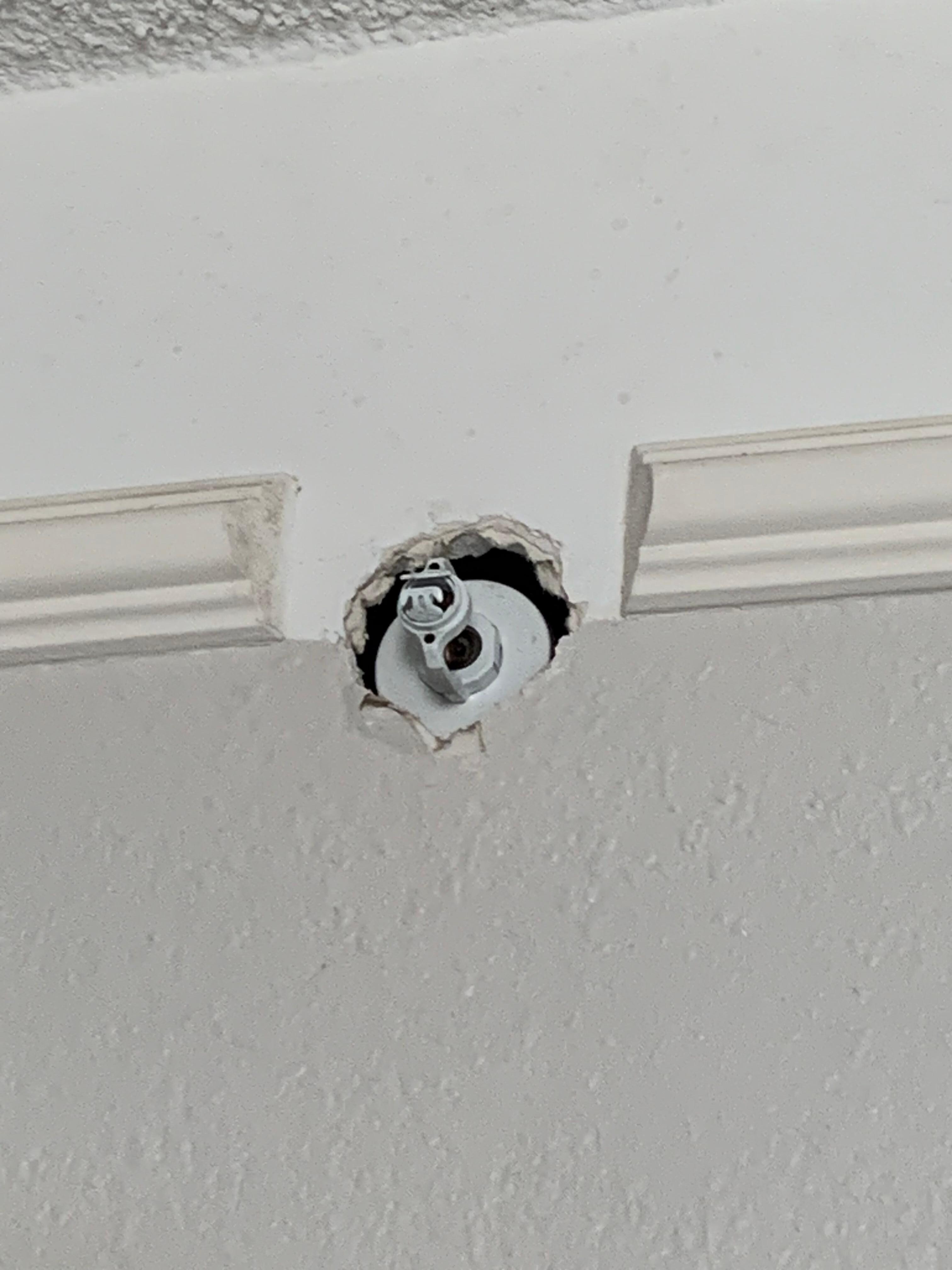 Sprinkle system open hole on the wall.