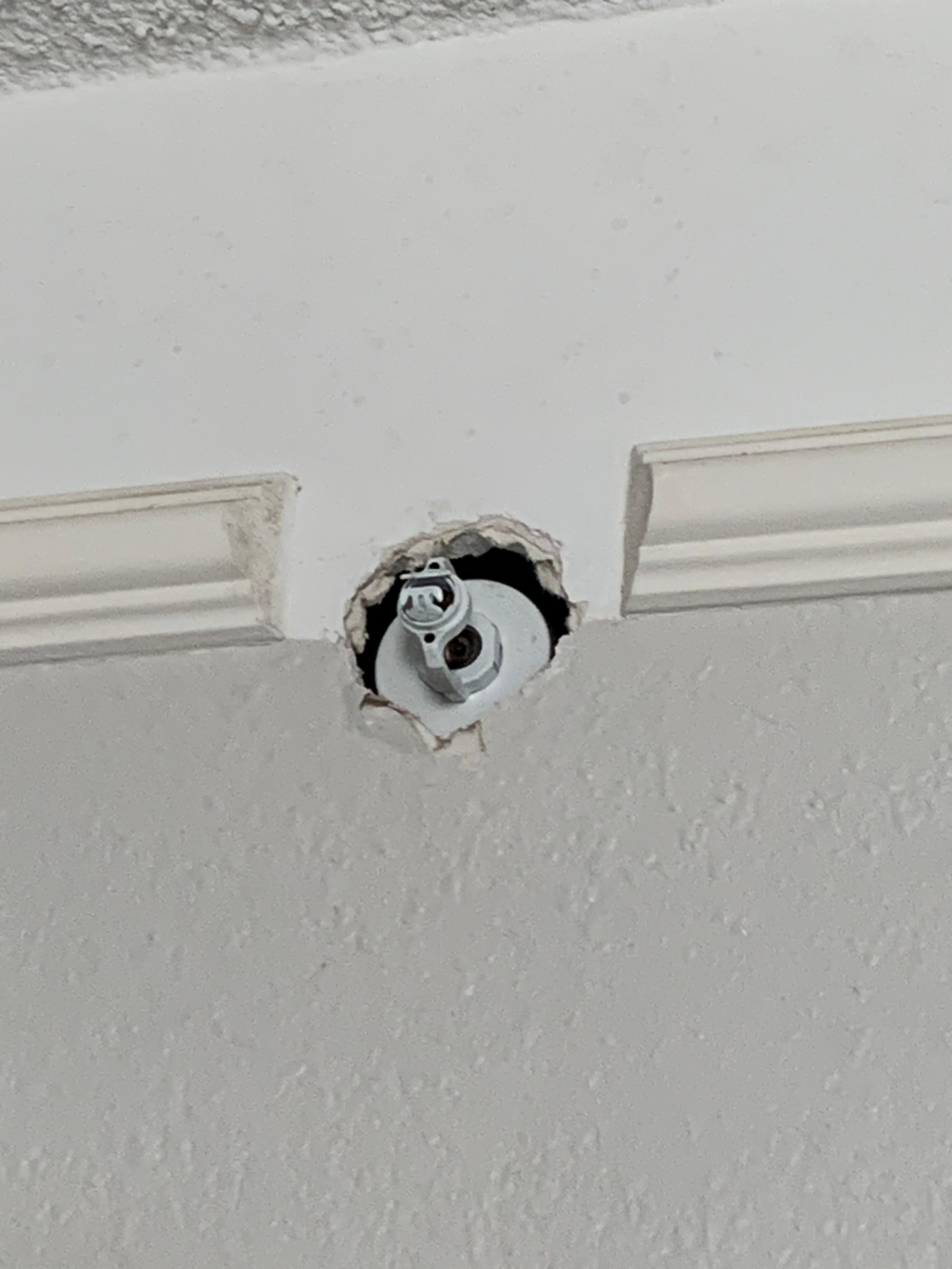 Sprinkle system open hole on the wall.