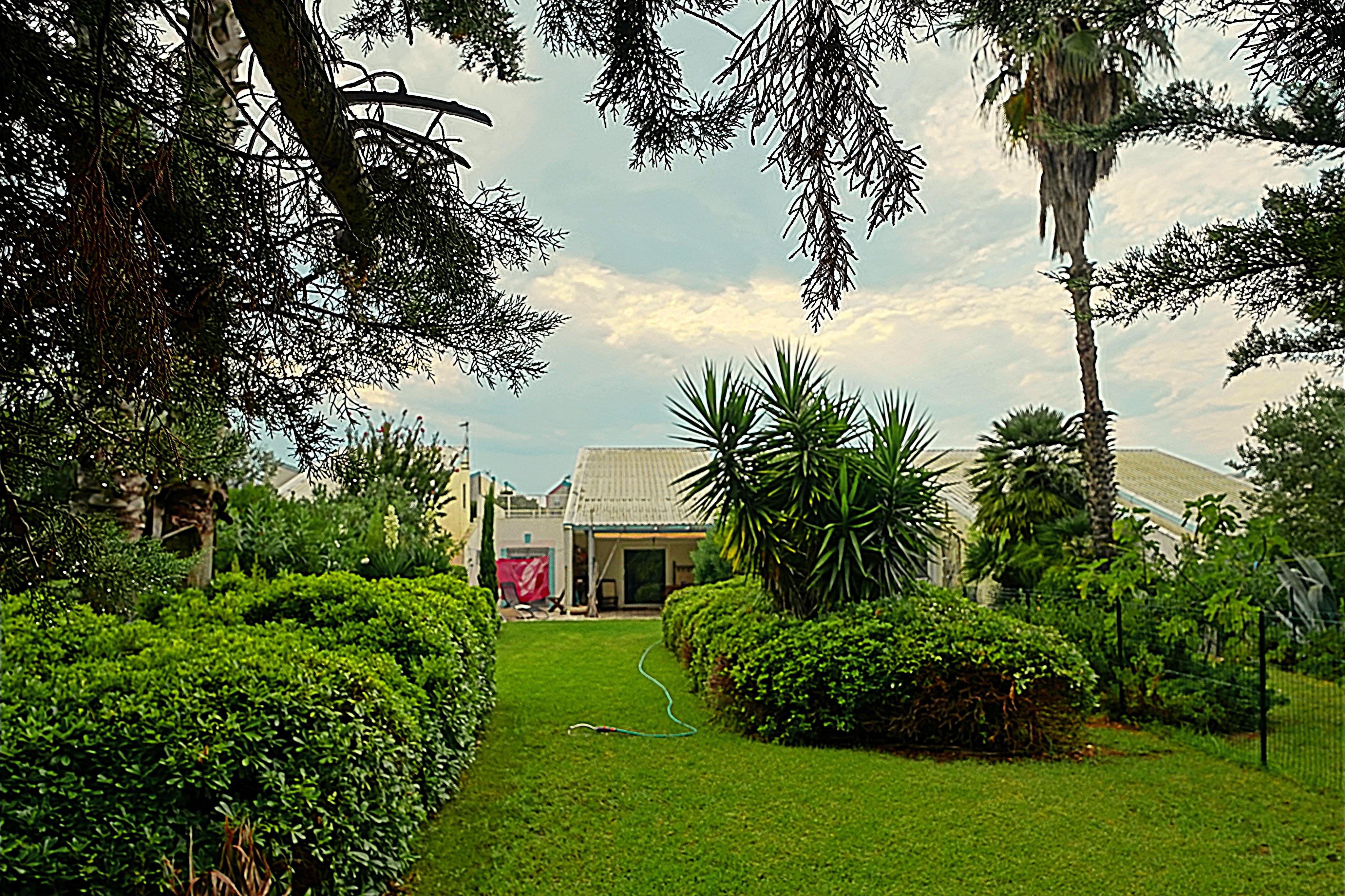 Blick vom Garten zum Haus