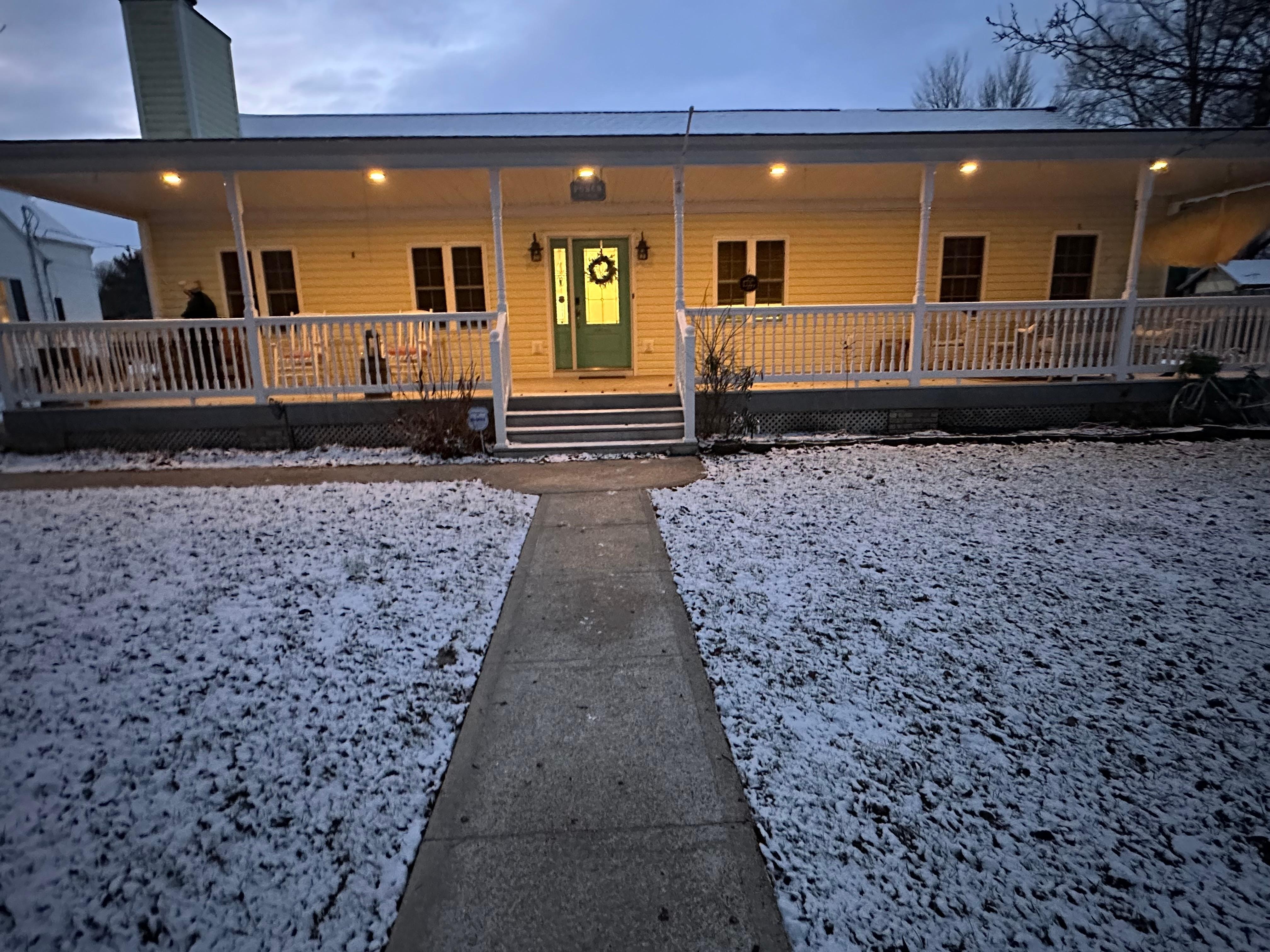 The Porch on the morning we left - had a light snowfall. 
