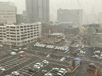 View from room on a snowy day