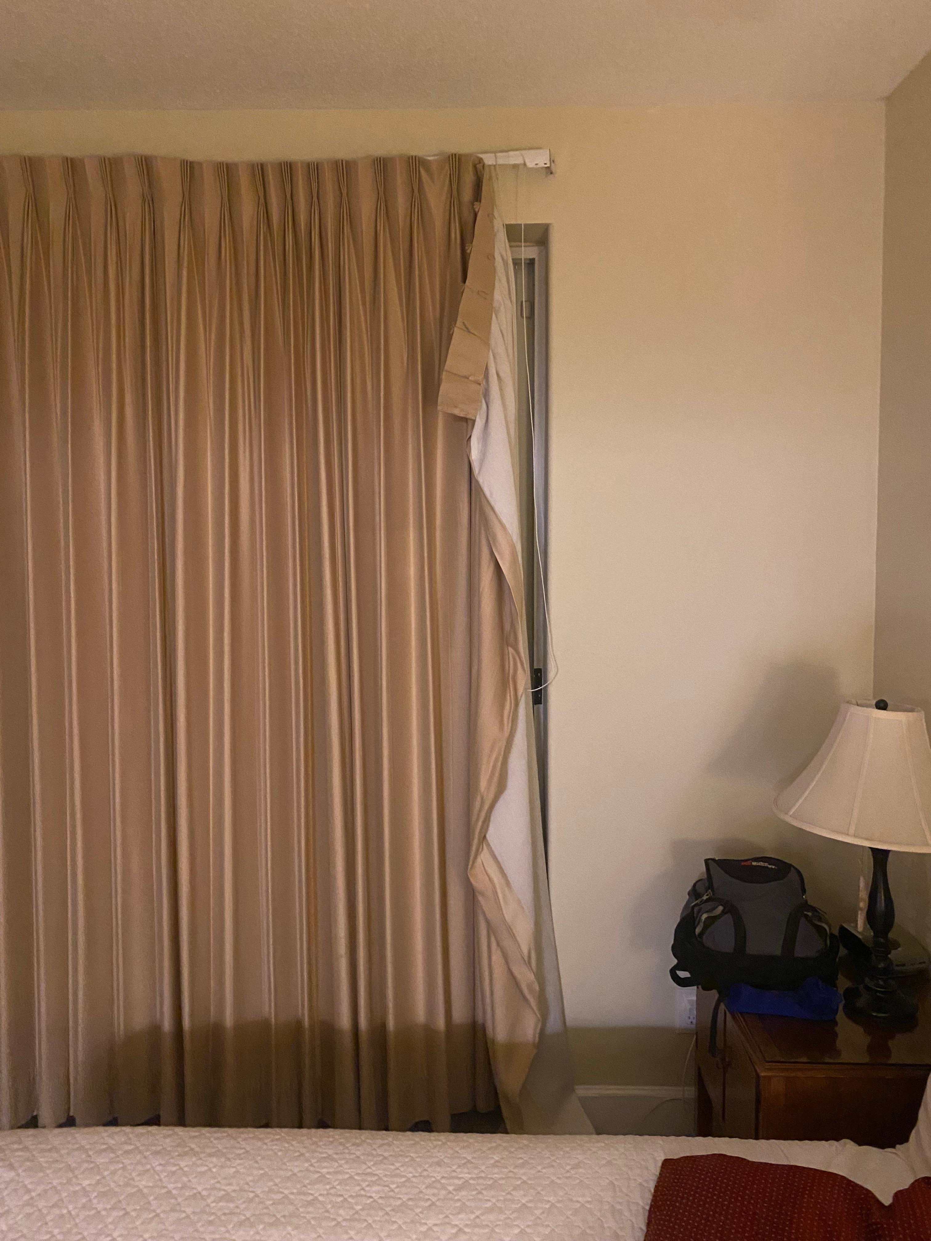 Torn down drapery in Master