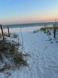 Walking to beach