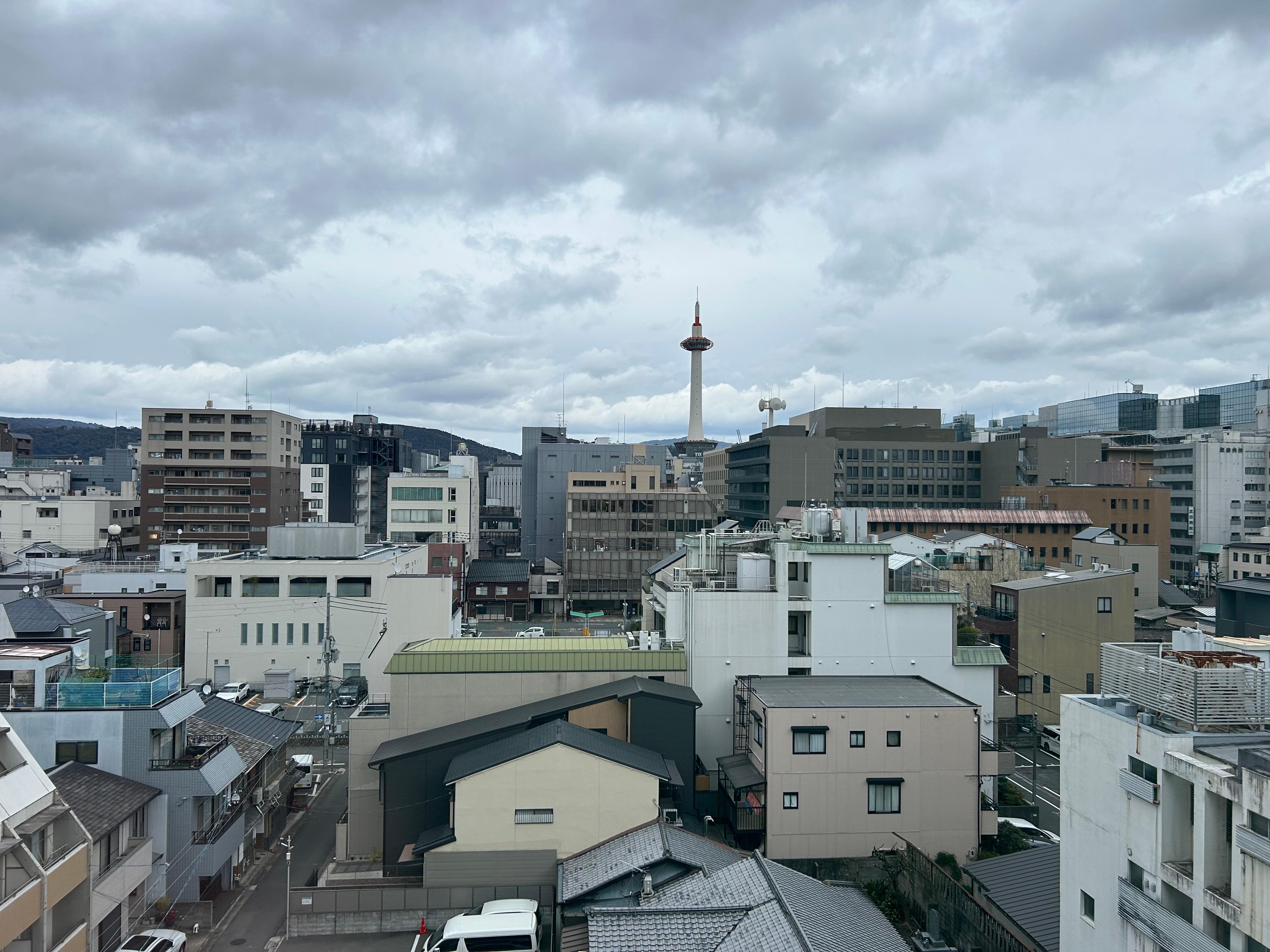 View from the bedroom window of Kyoto Tower