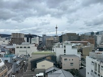 View from the bedroom window of Kyoto Tower