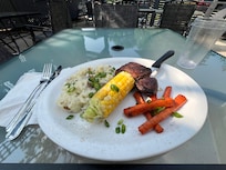 Delicious steak dinner at wild stone!