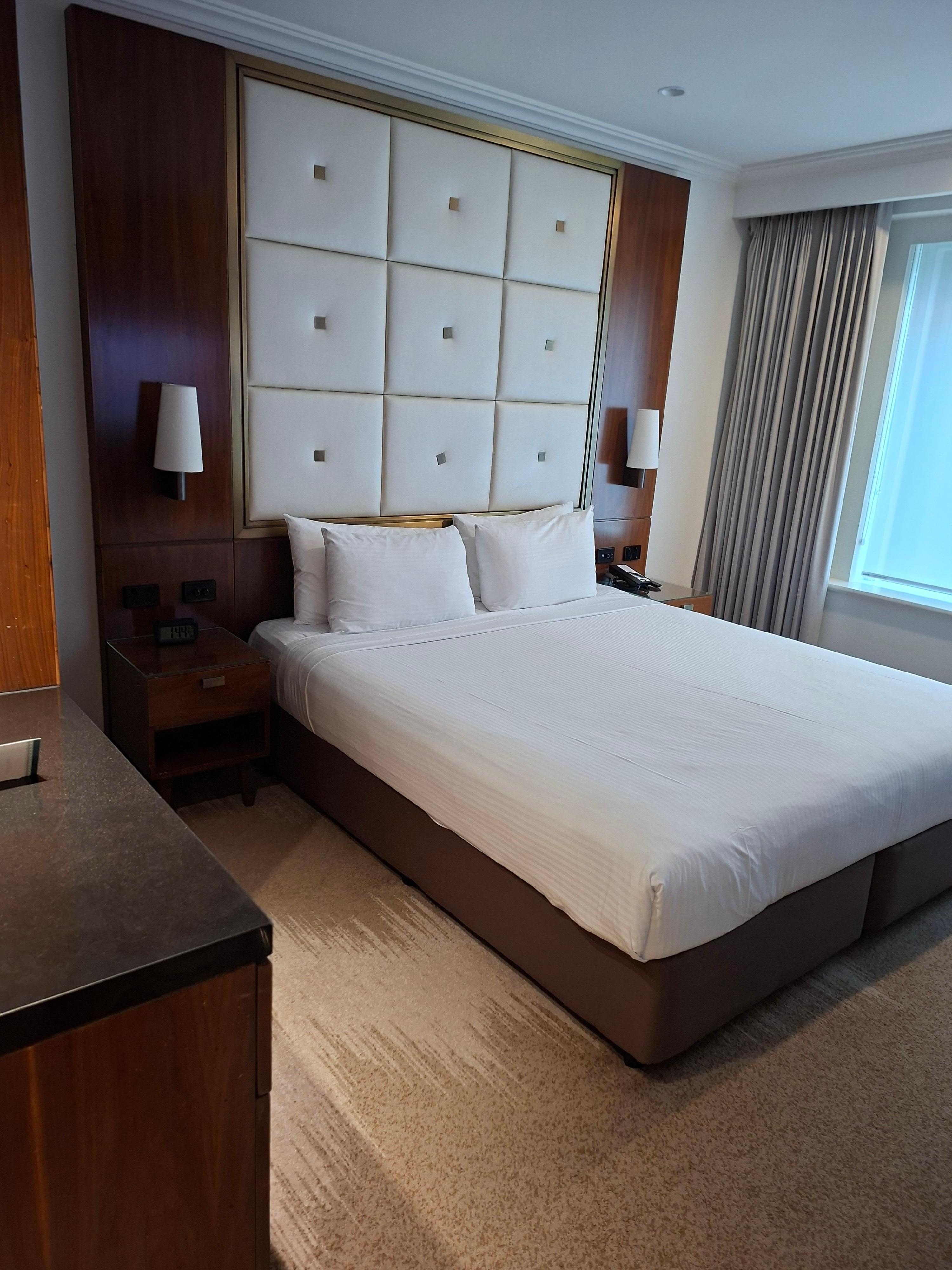 Worn out uncomfortable mattress. Basic room with zero view.