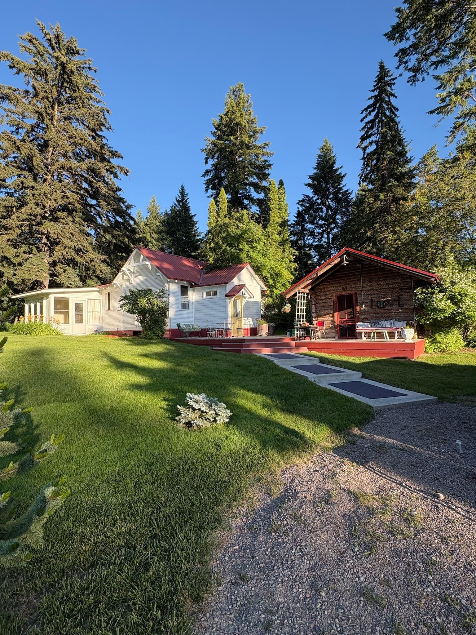 The Farmhouse and Log Cabin