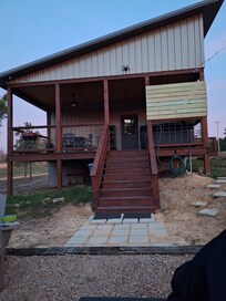Back patio with hot-tub