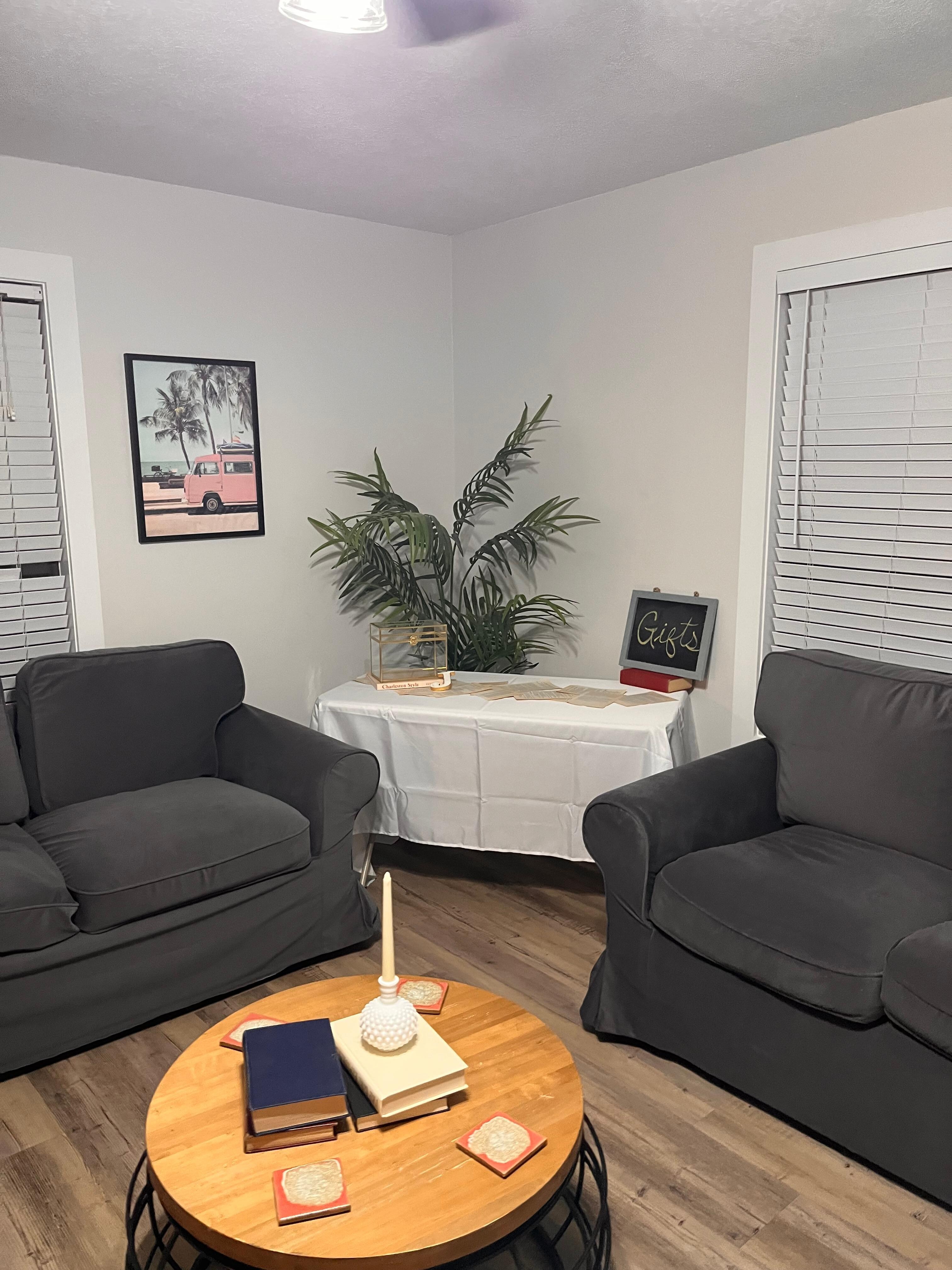 Living room has cozy and extremely comfortable couches and chairs. 