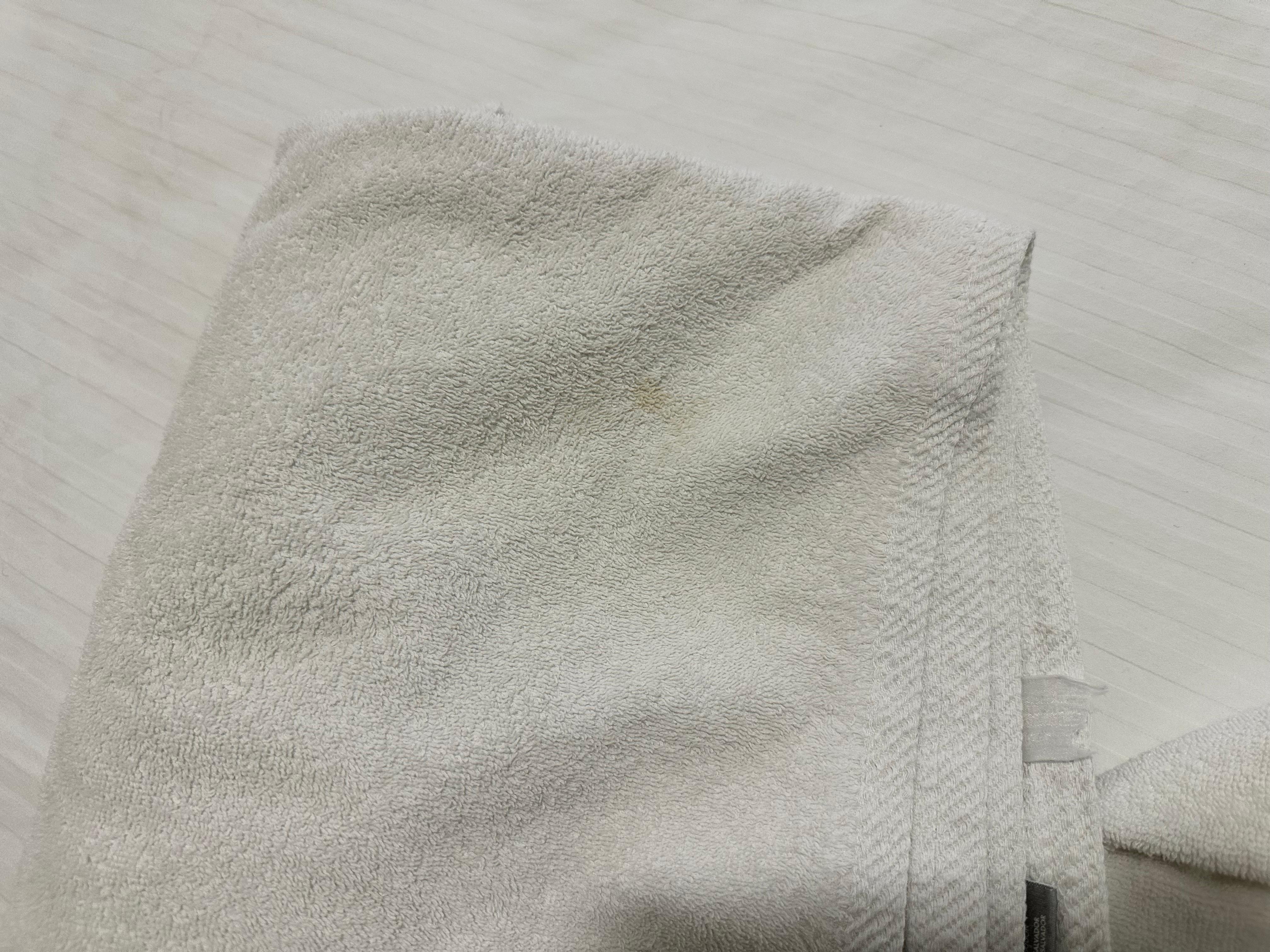 Brown stains on ALL towels. This is just one.