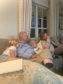 Relaxing with the grandkids in the evening.