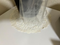 ‘Eco-friendly’ reused stained and torn paper doily