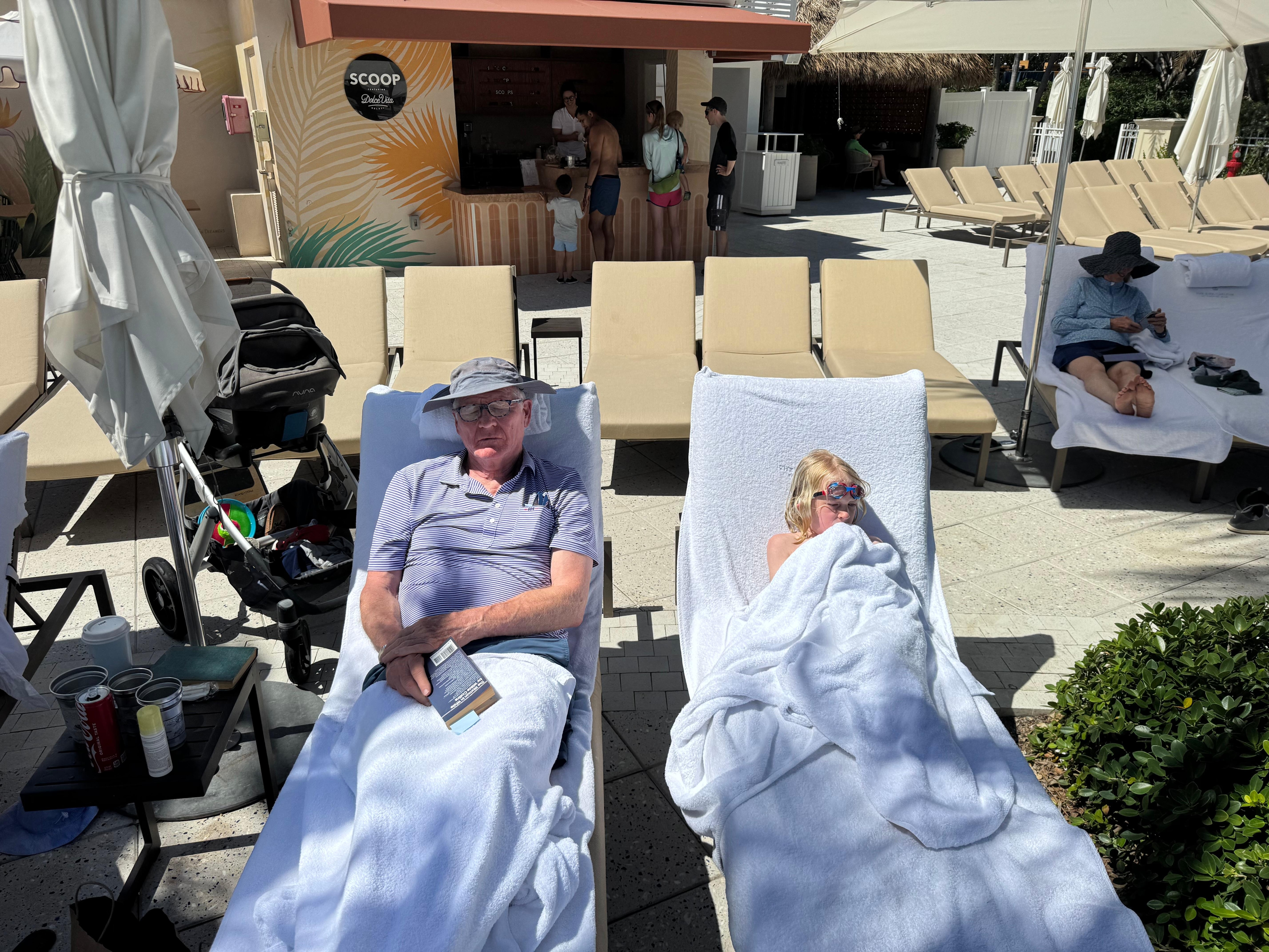 Two generations relax at the pool!