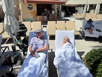 Two generations relax at the pool!