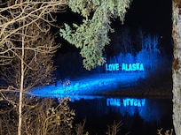 Sign across the river