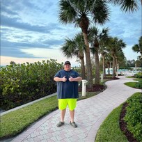 The walk way between the 2 buildings.