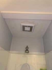 master bathroom ceiling waterstained on ceiling....but at least some of the lights worked in this room!