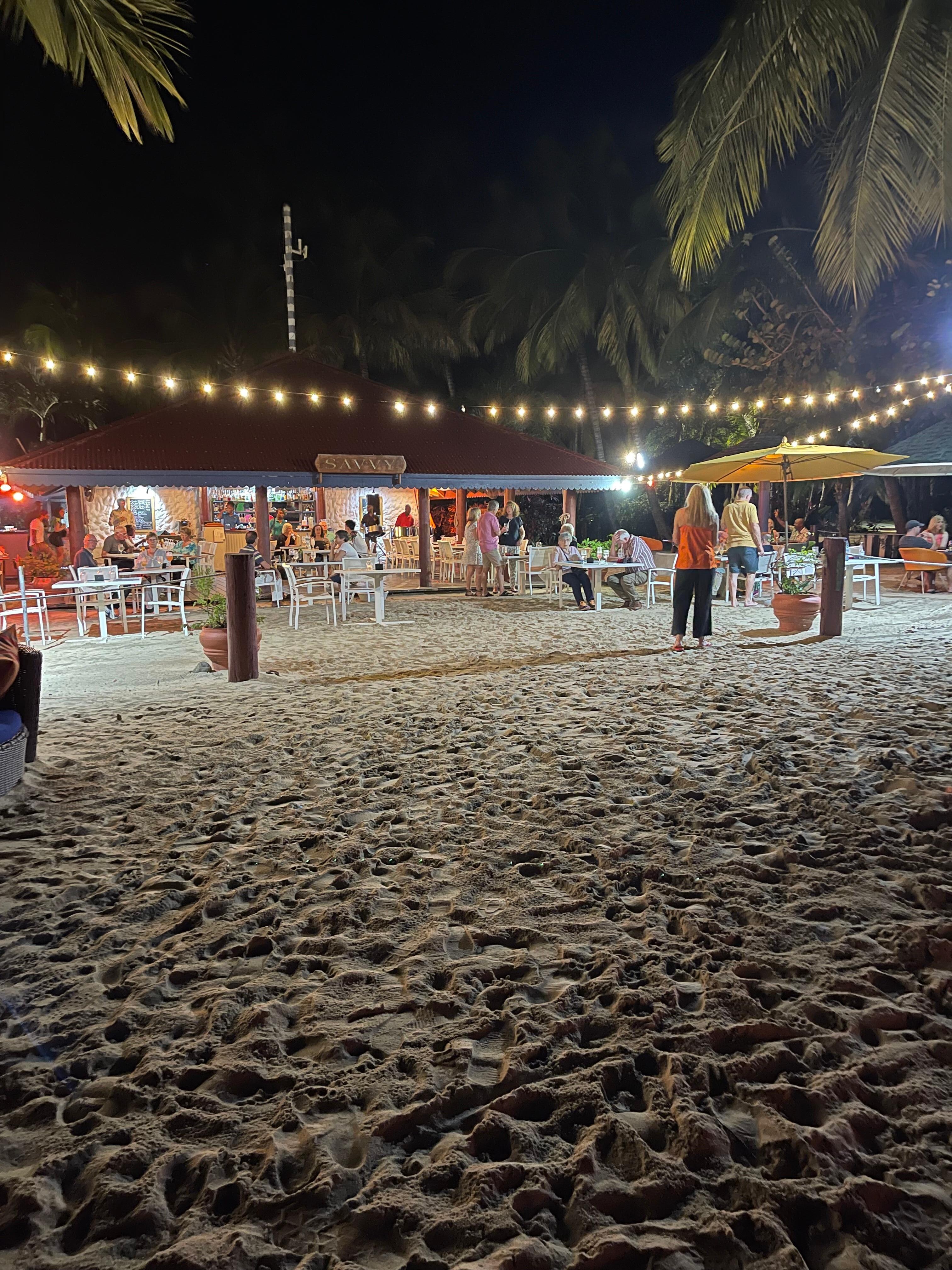 Beach bar at night