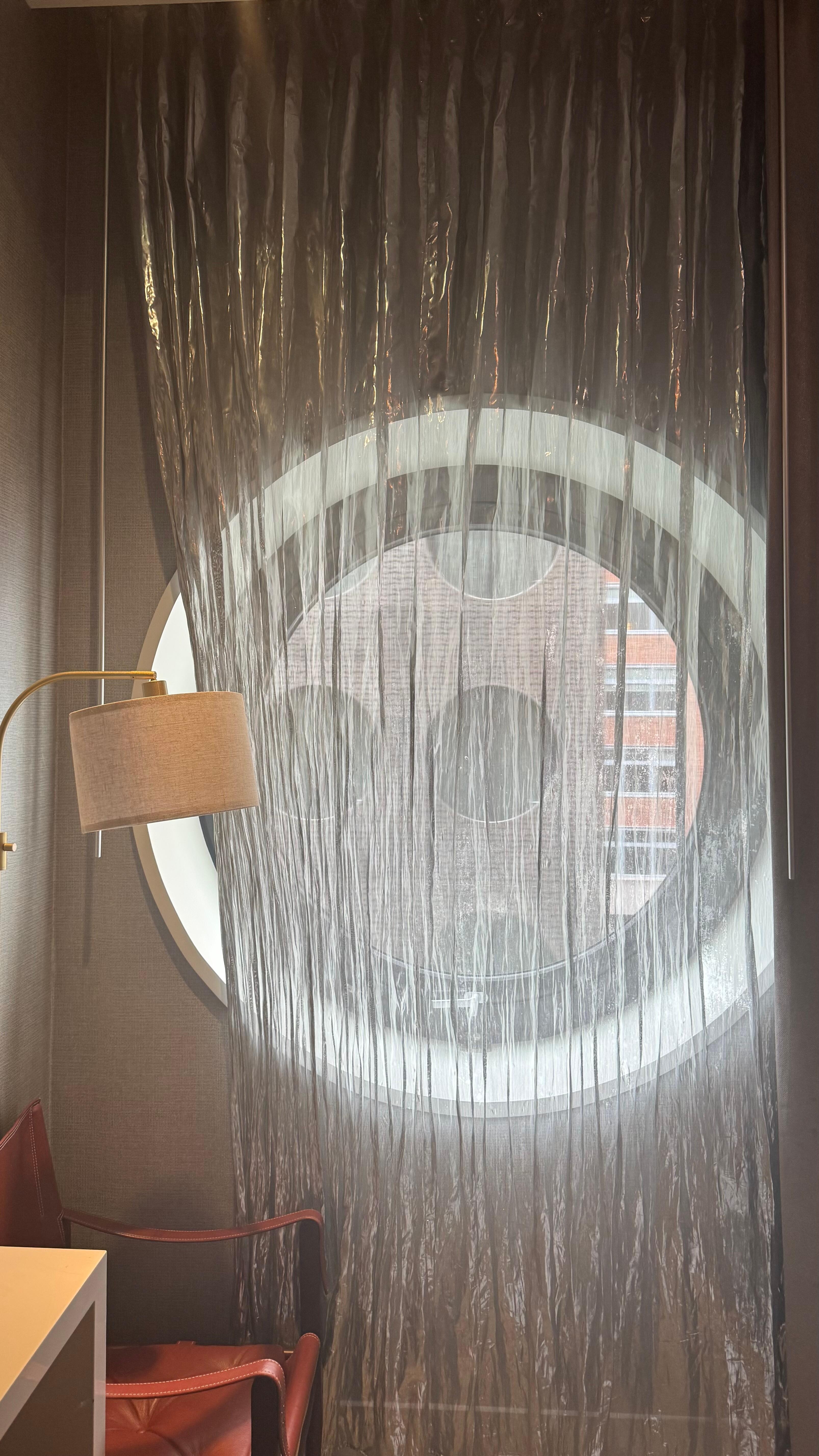 Broken curtains that looked like something out of Dexter 