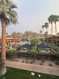 Oasis pool & camelback Mountain View from balcony