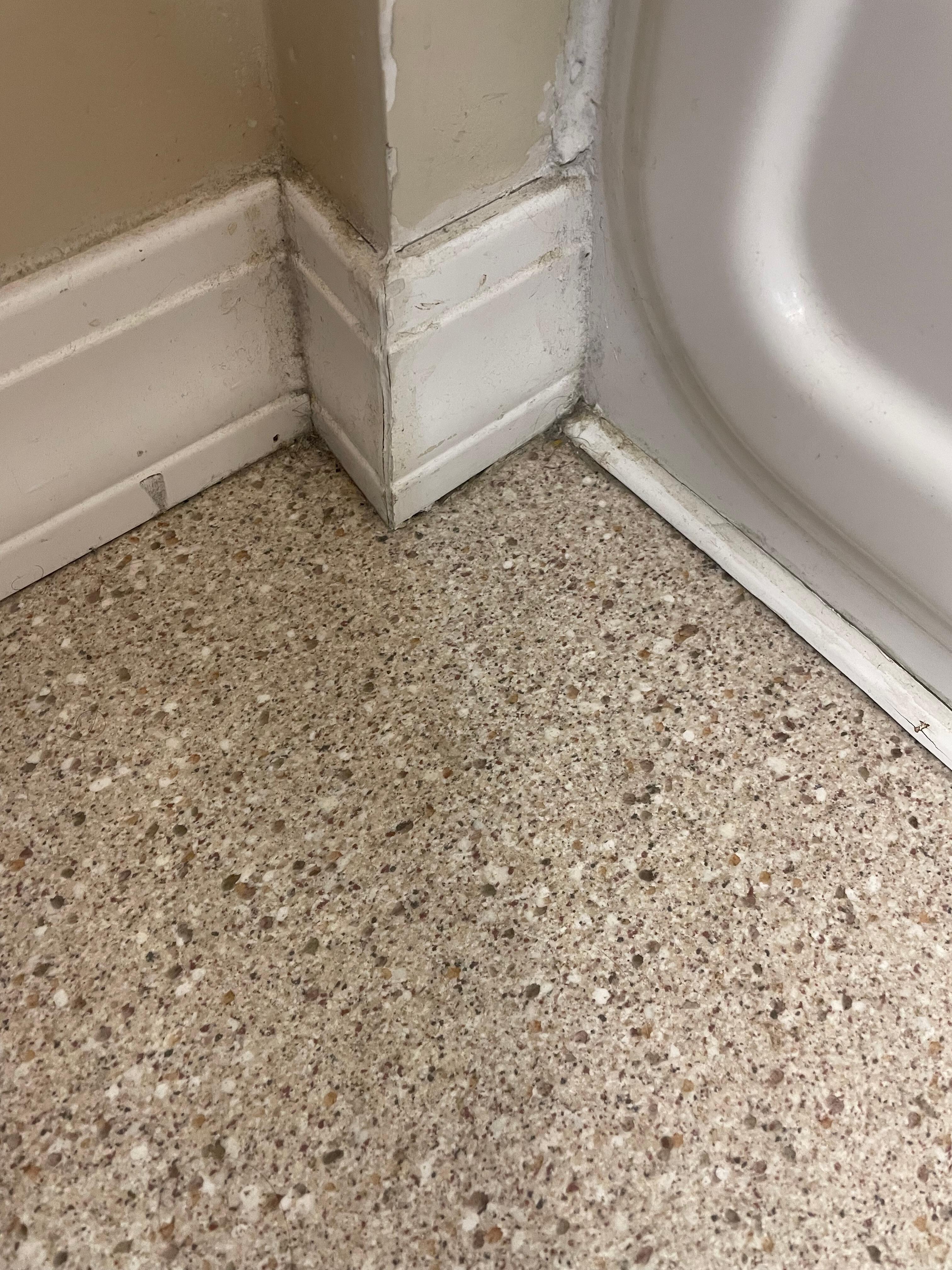 Dirt in corner of bathroom