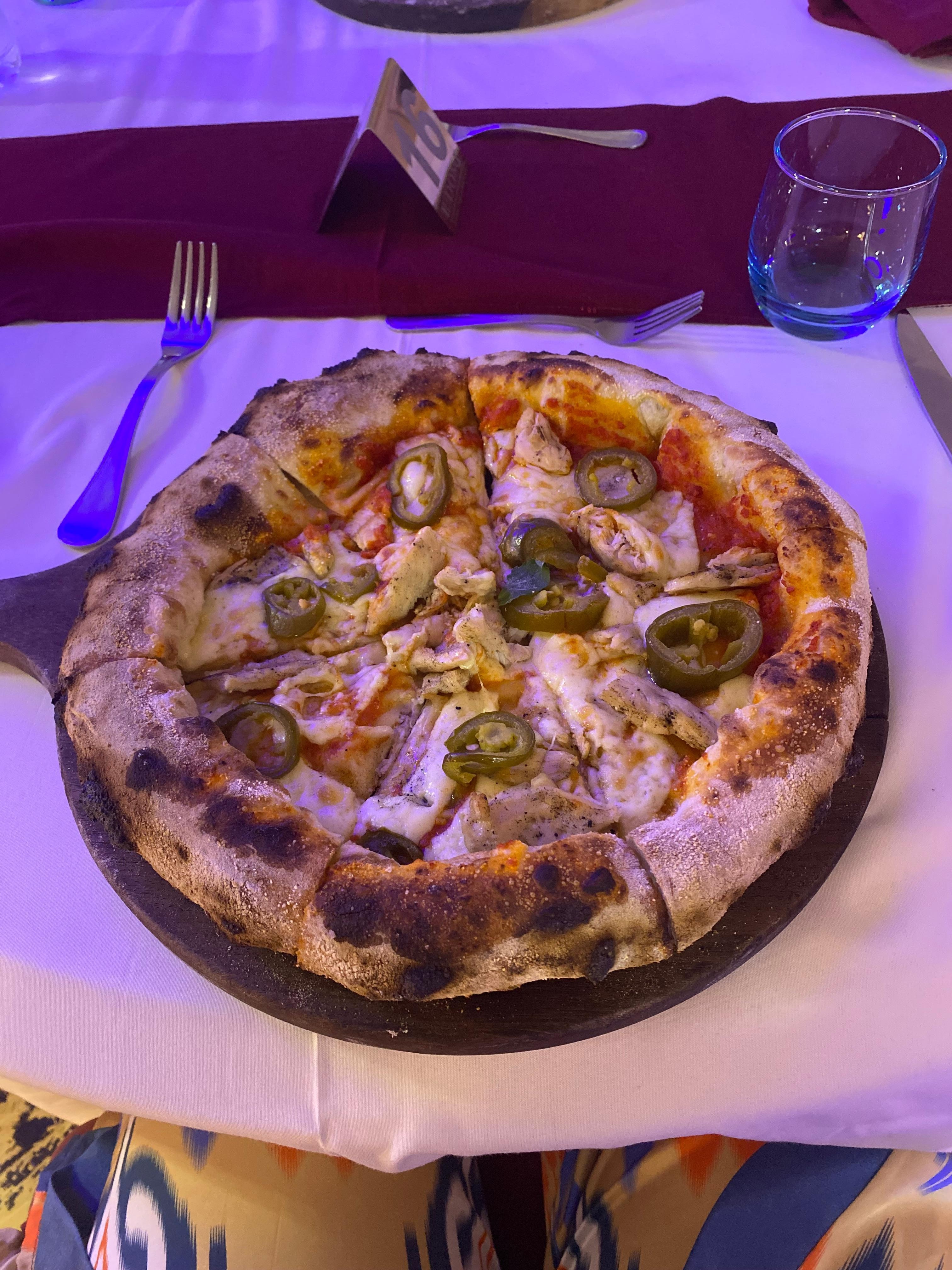 Pizza from the Italian next door to the hotel. Expensive but nice 