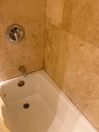 Rust in the corner of the tub.