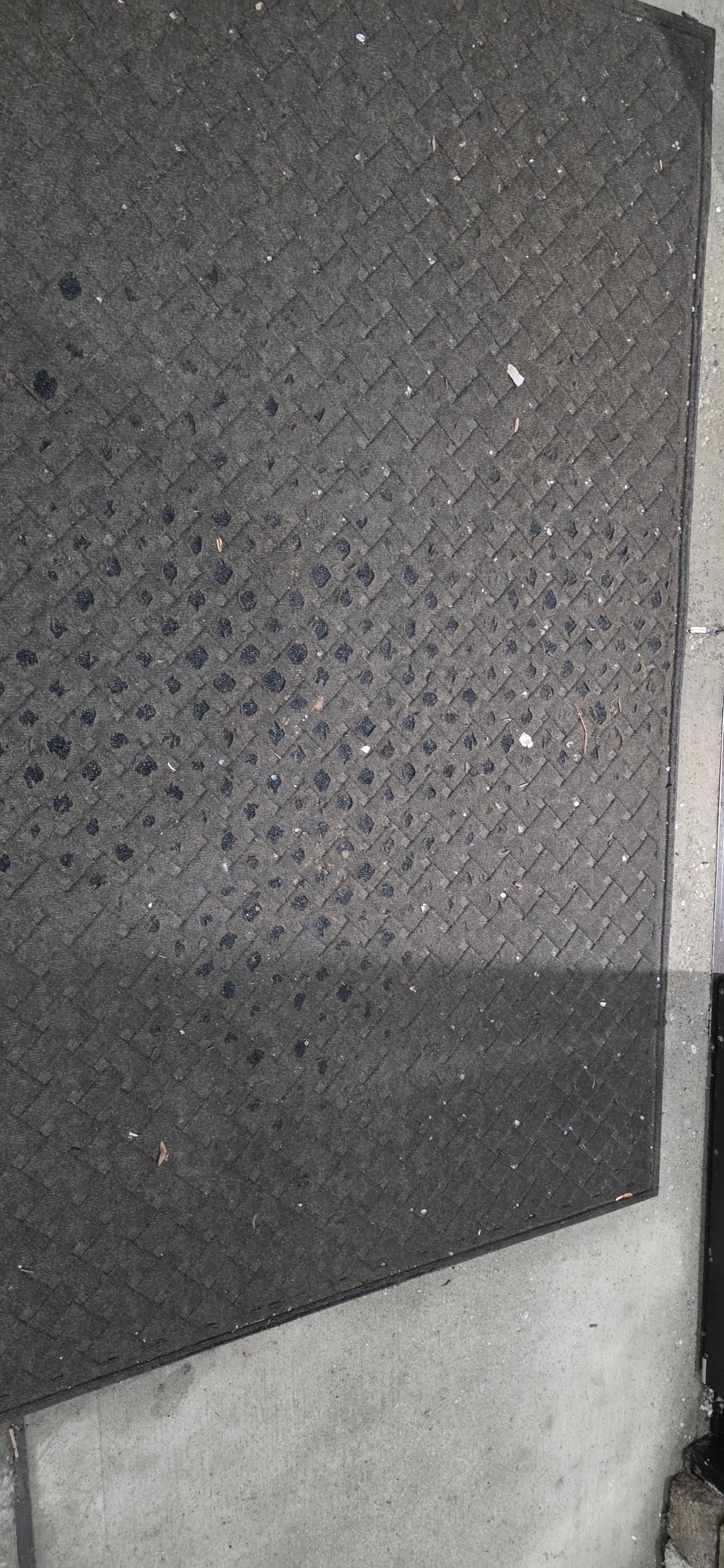 Still glass at entrance and all over parking lots next day