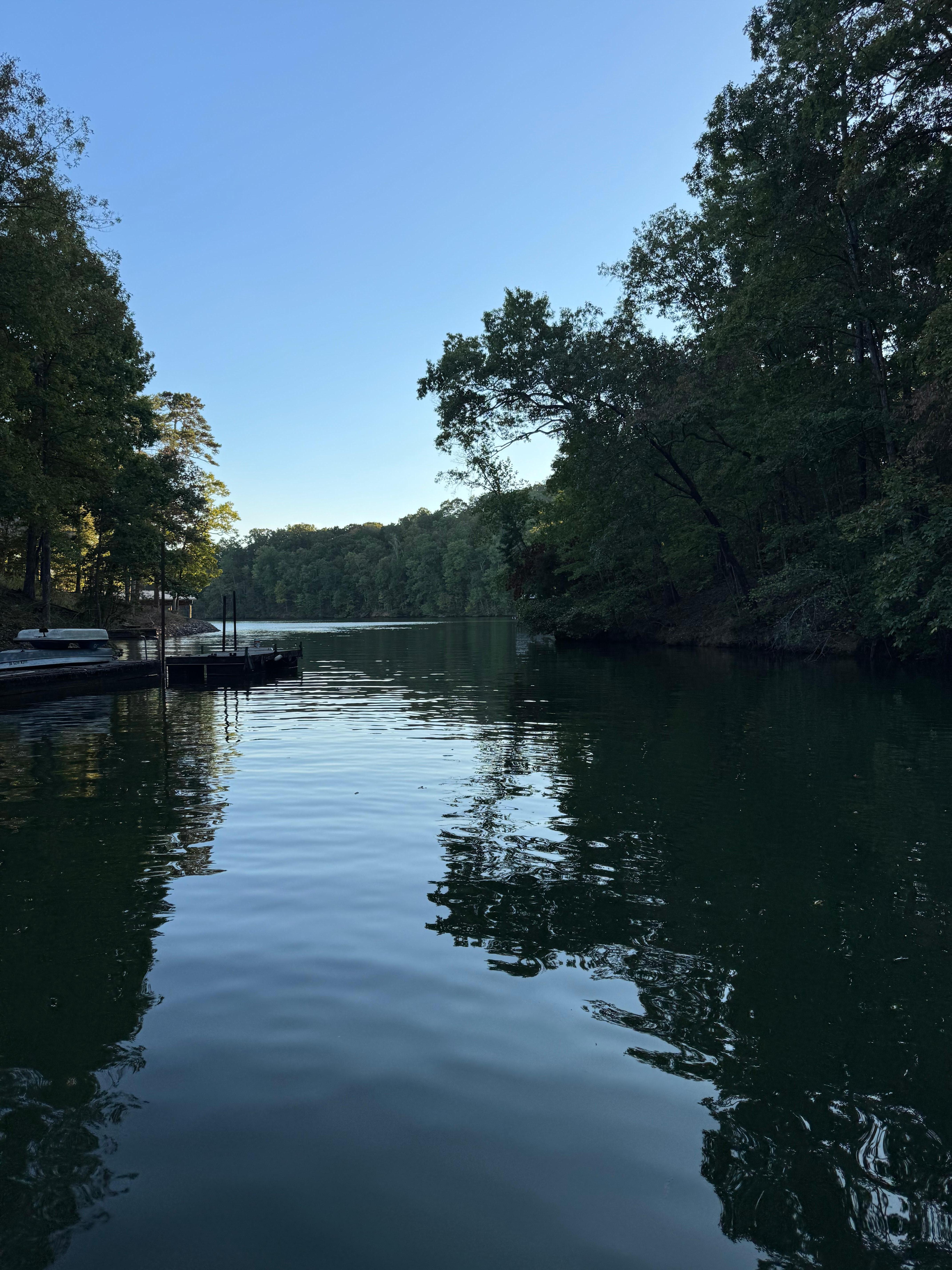 View off the deck looking out to the lake from the cove.