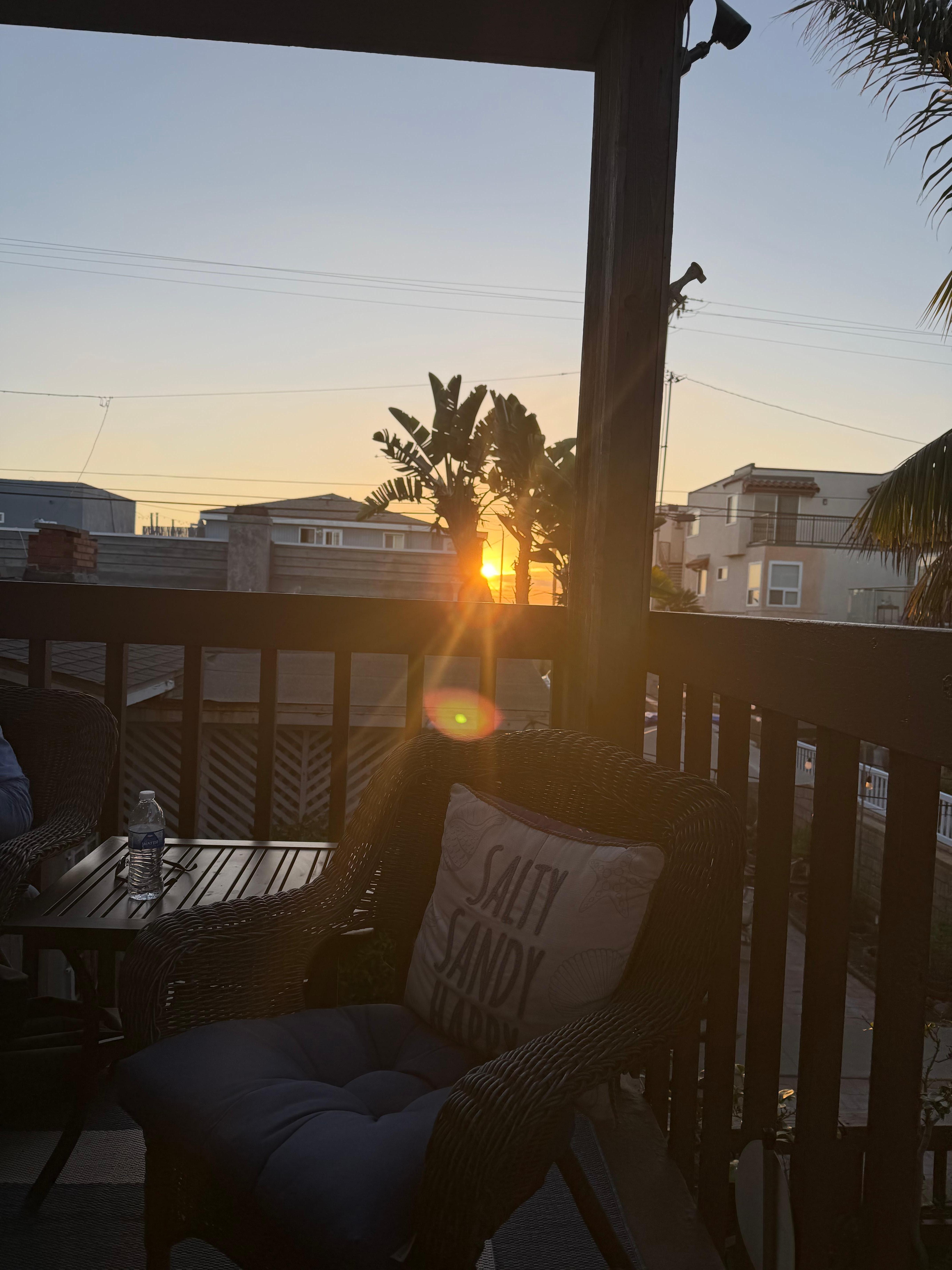 Sunset over the ocean from the patio.