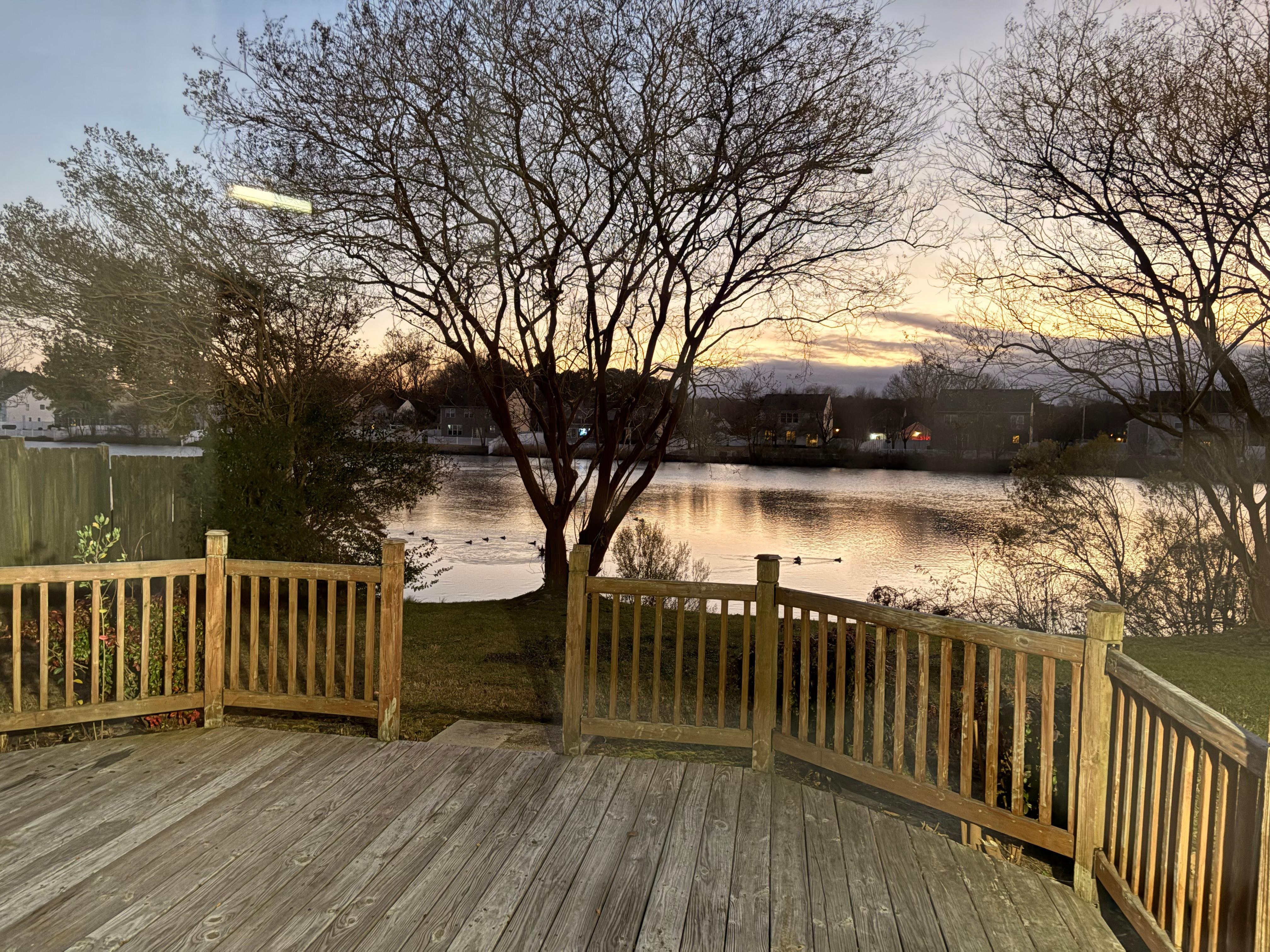 View from back deck at sunset 