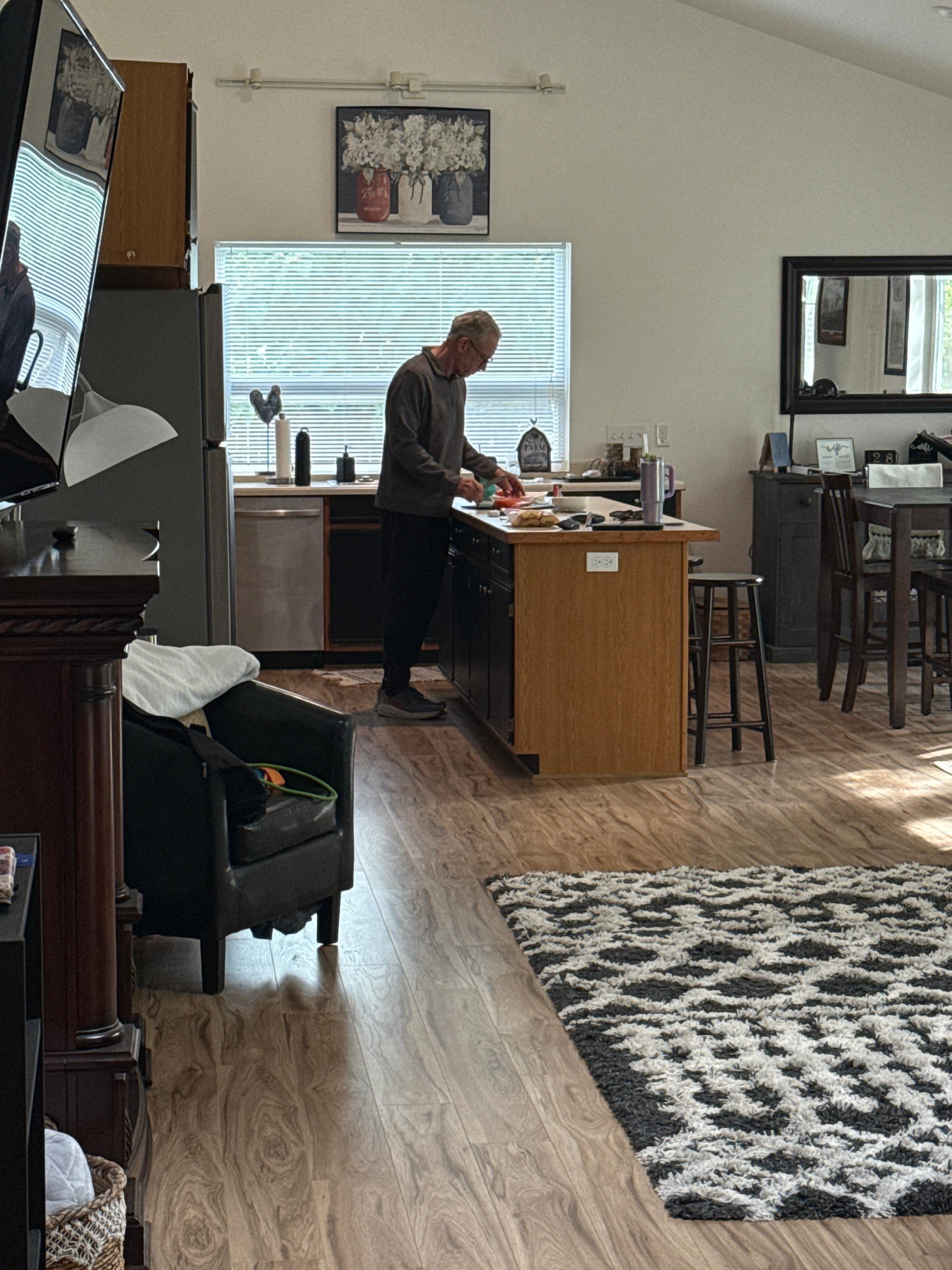 Kitchen view from middle of home 