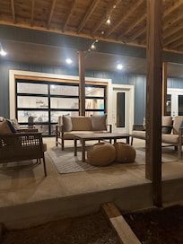 The downstairs area was set up for fun entertainment with a great view!