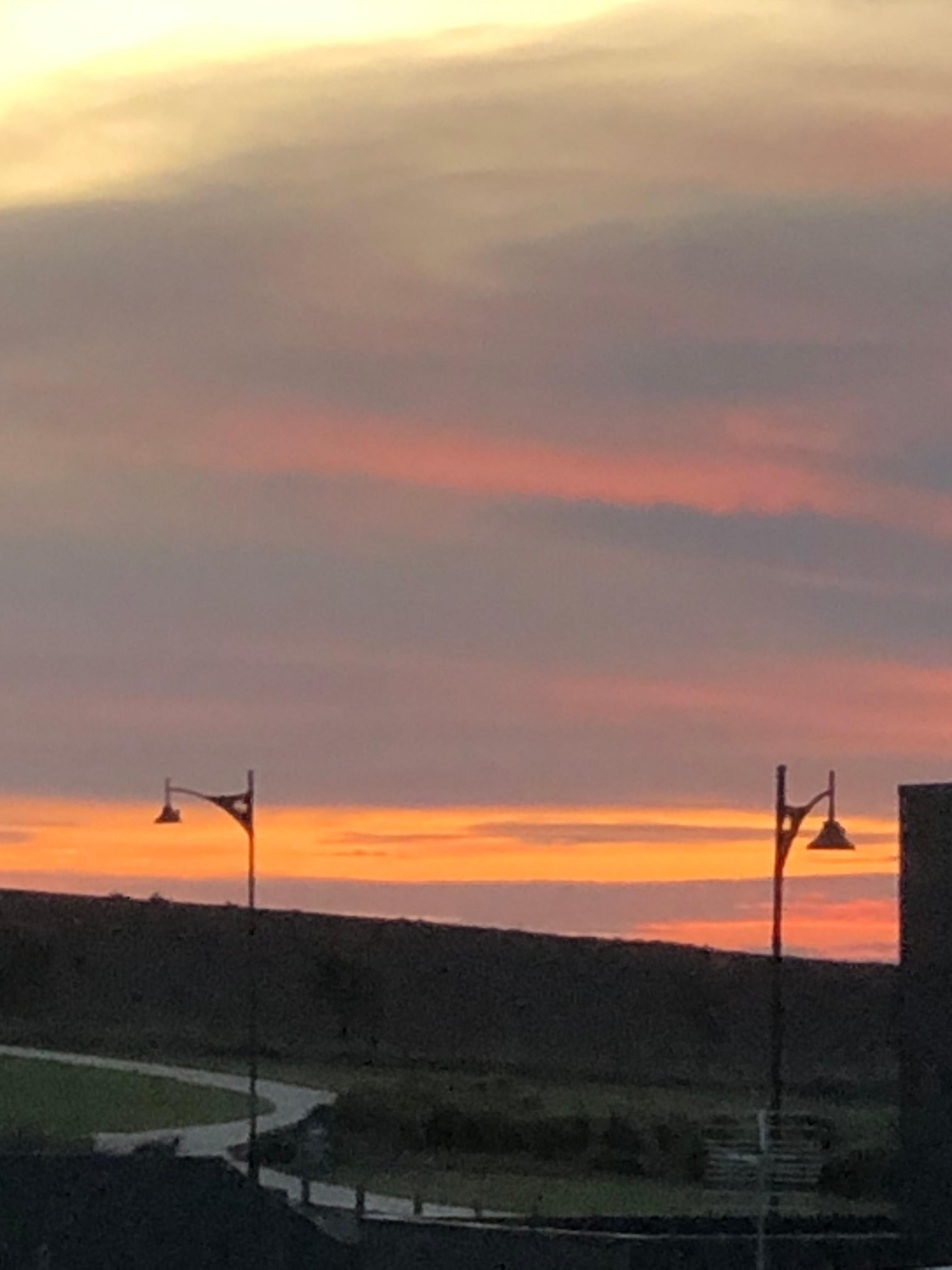 View of sunset from the balcony. 
