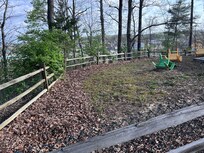 The fenced in side yard