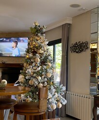 Clima natalino. A decoração do hotel é linda