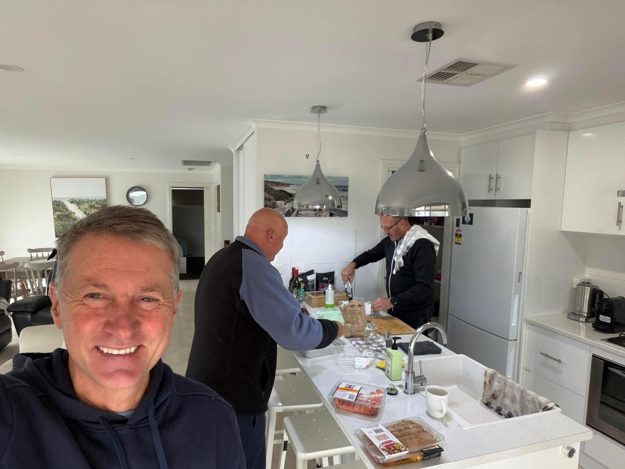 Enjoying having a BBQ at the house.