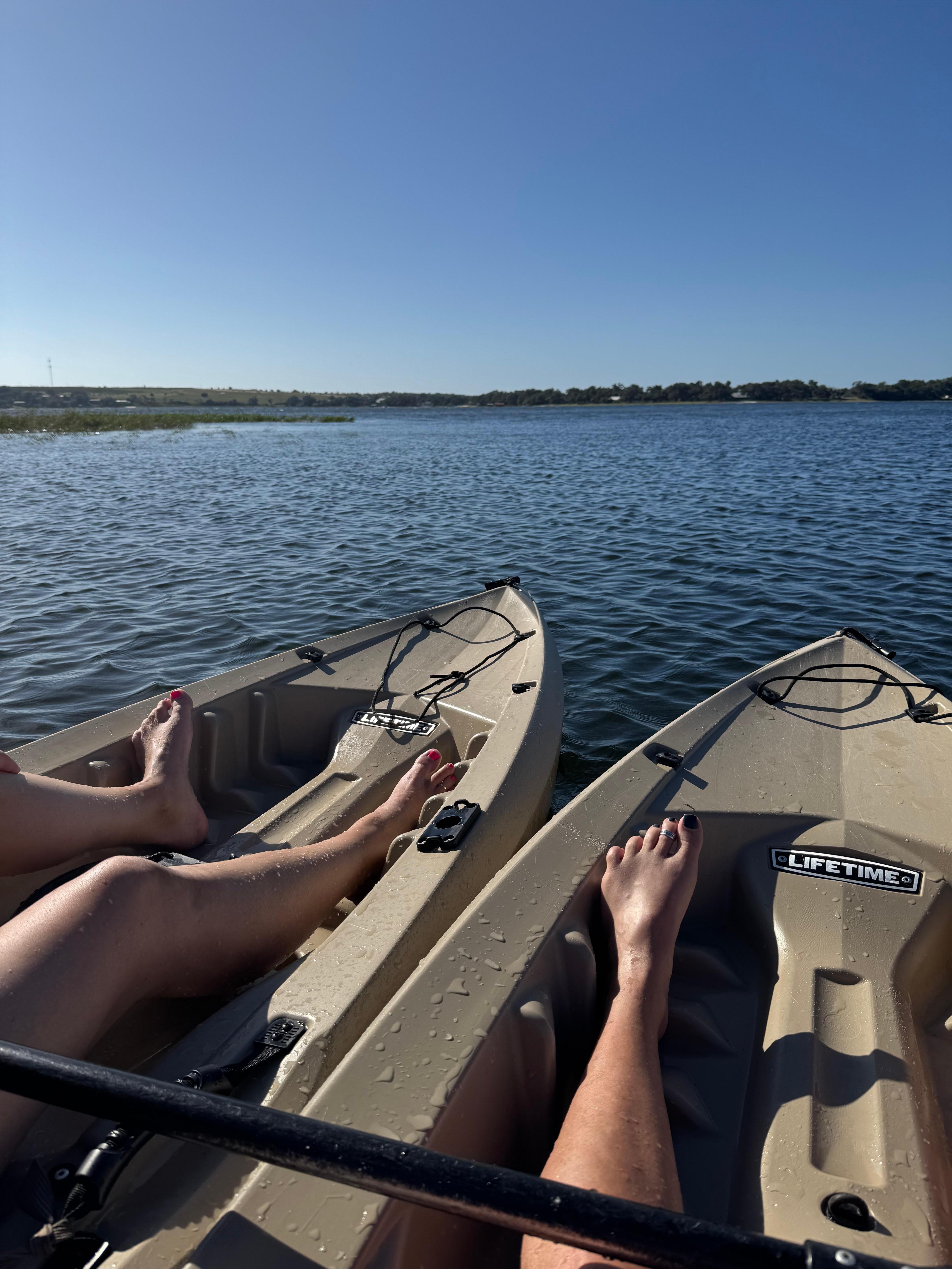 Sun, water, and kayaks