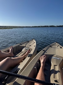 Sun, water, and kayaks