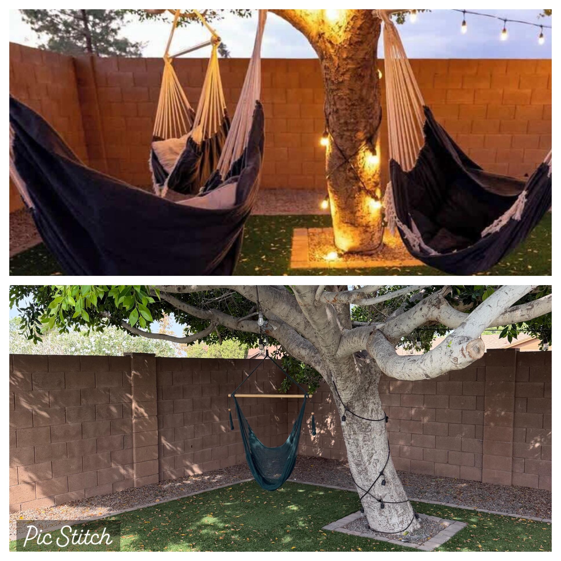 We expected multiple relaxing hammocks for the family to enjoy. Instead there was this single chair hanging. 