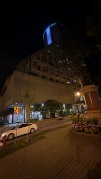 Hotel exterior at night