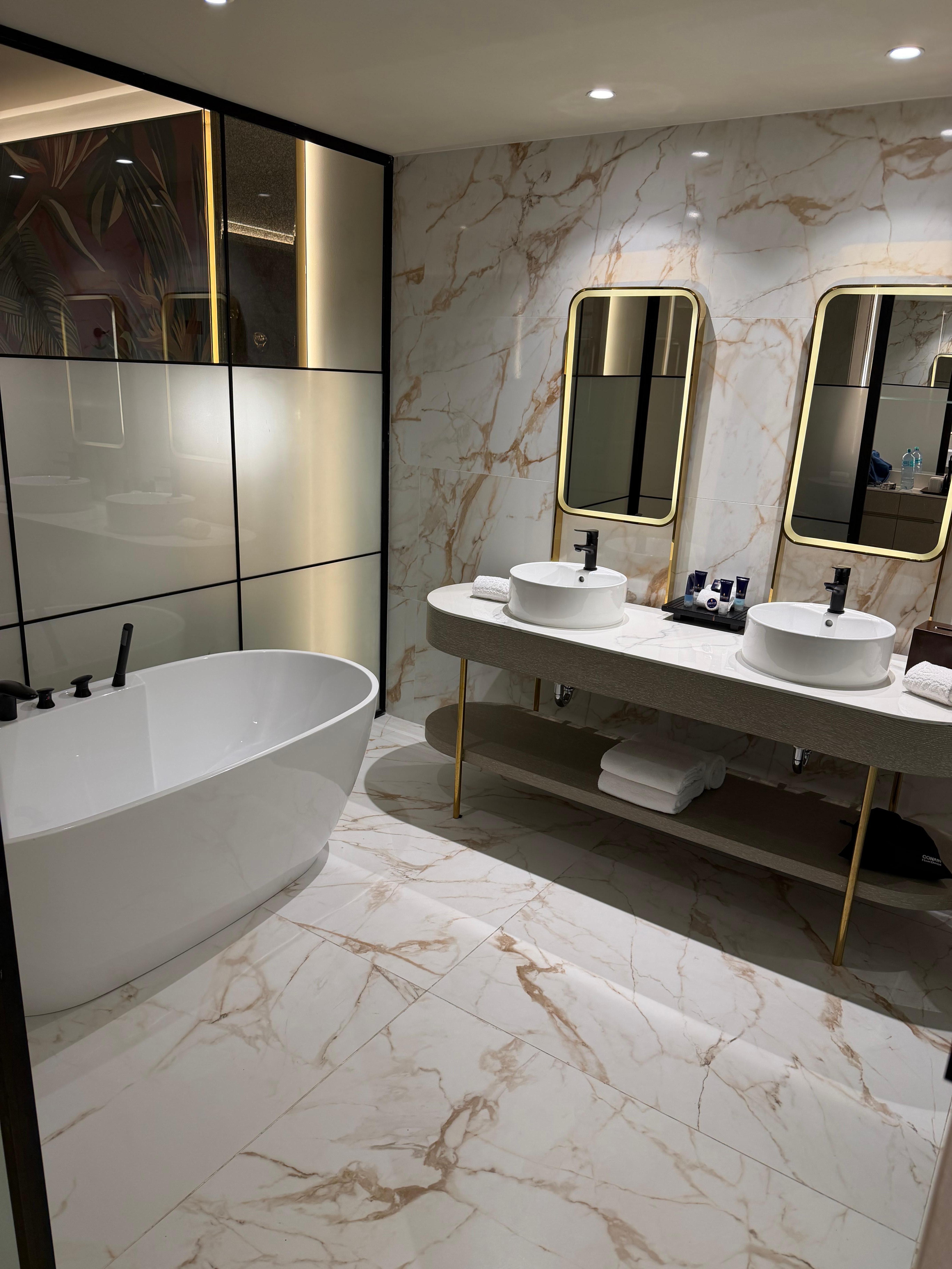 Bathroom in the junior suite (not pictured is the toilet and shower with their own separate doors) 