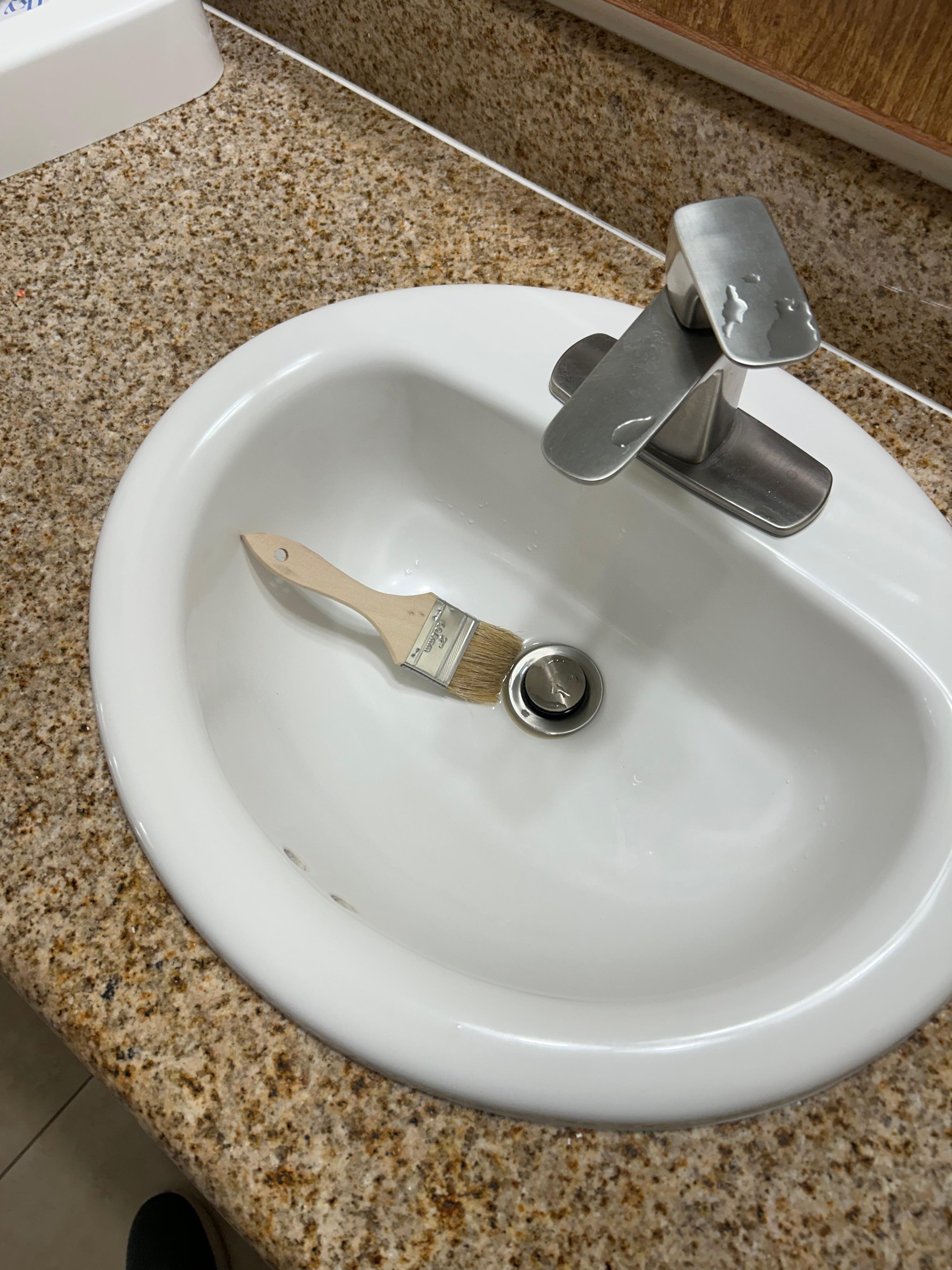 Random paintbrush left in the sink. What?!