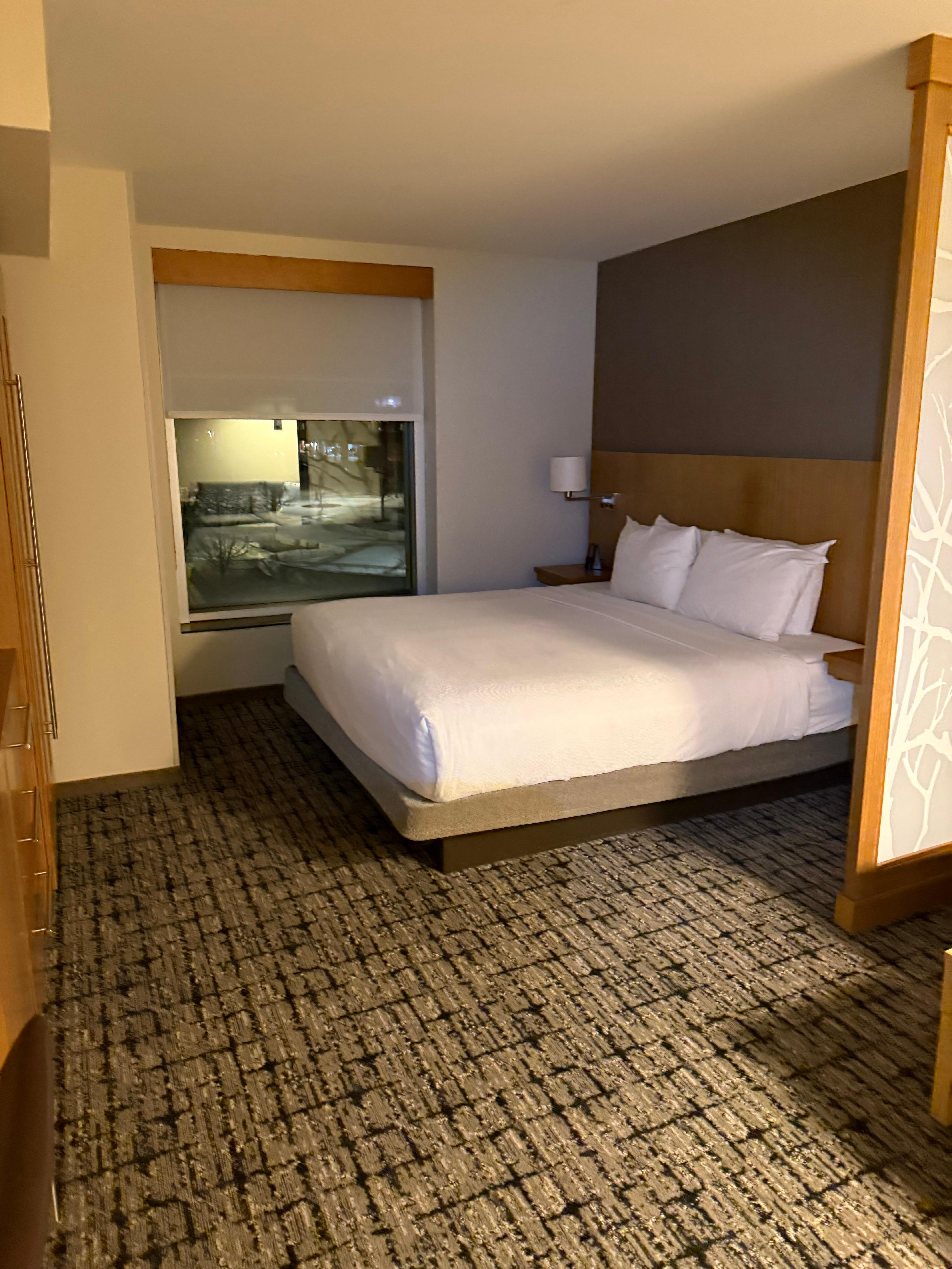 My cozy room with extra blankets & a couch & mini fridge not pictured