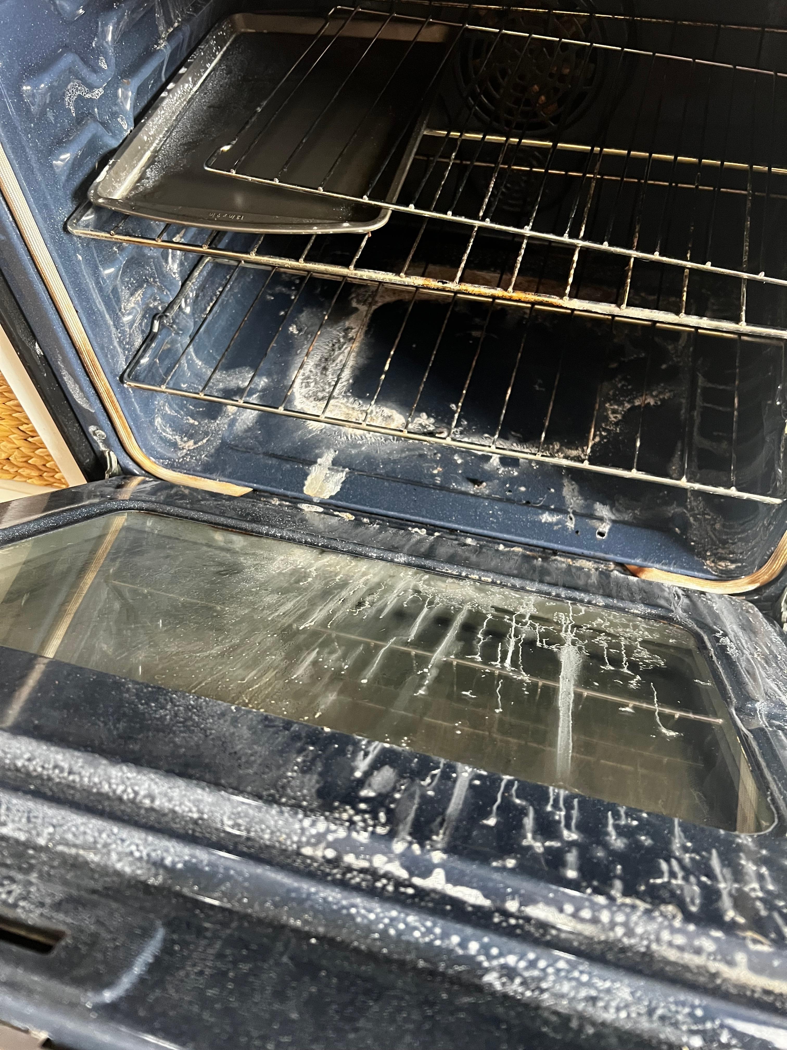 Oven cleaner left in the oven and not clean