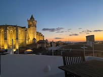 View from the roof terrace by night