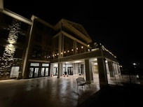 Very pretty outside night view of the hotel.