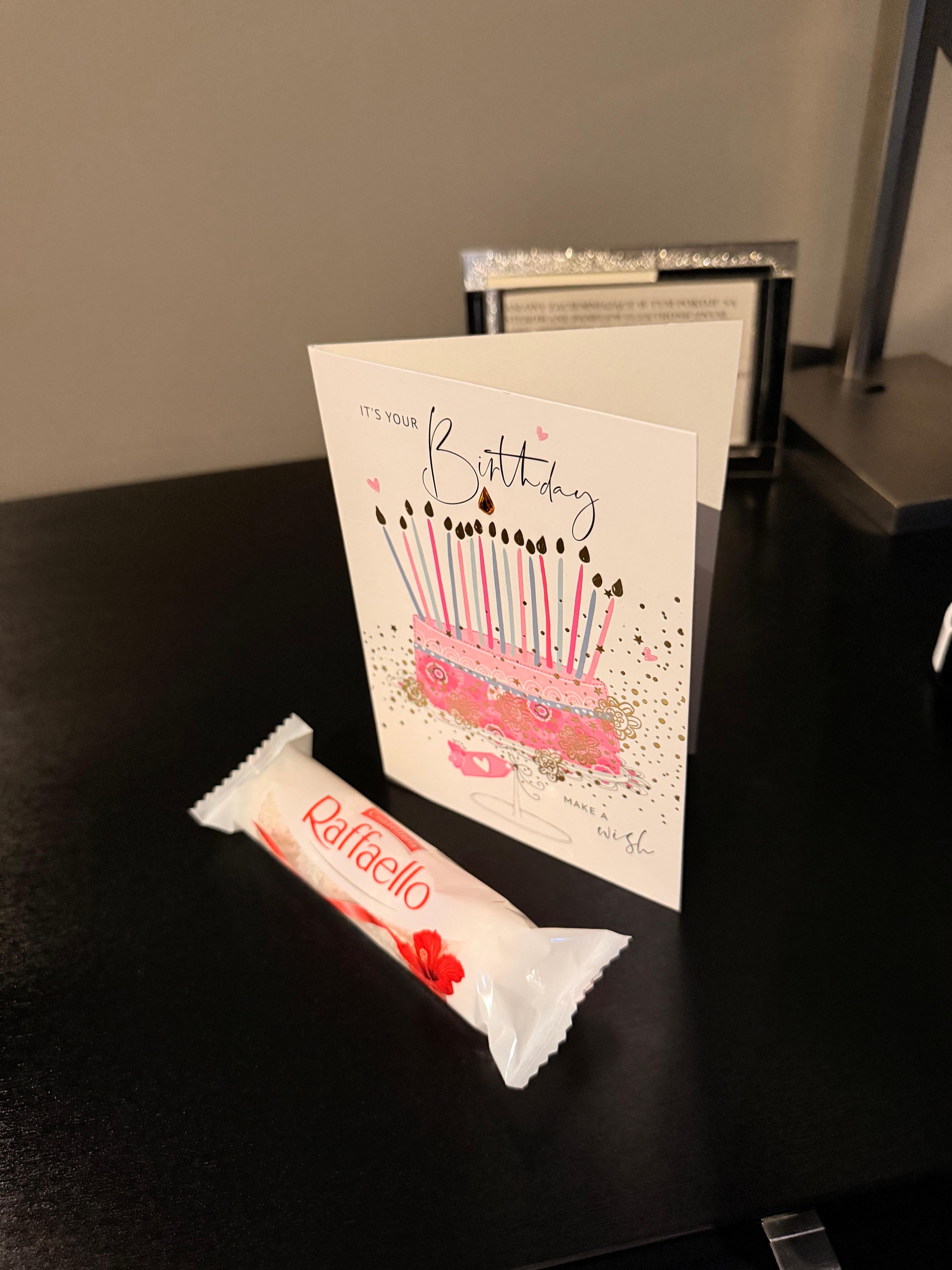Knowing it was my e8fes birthday they kindly left her a birthday card and some chocolates.