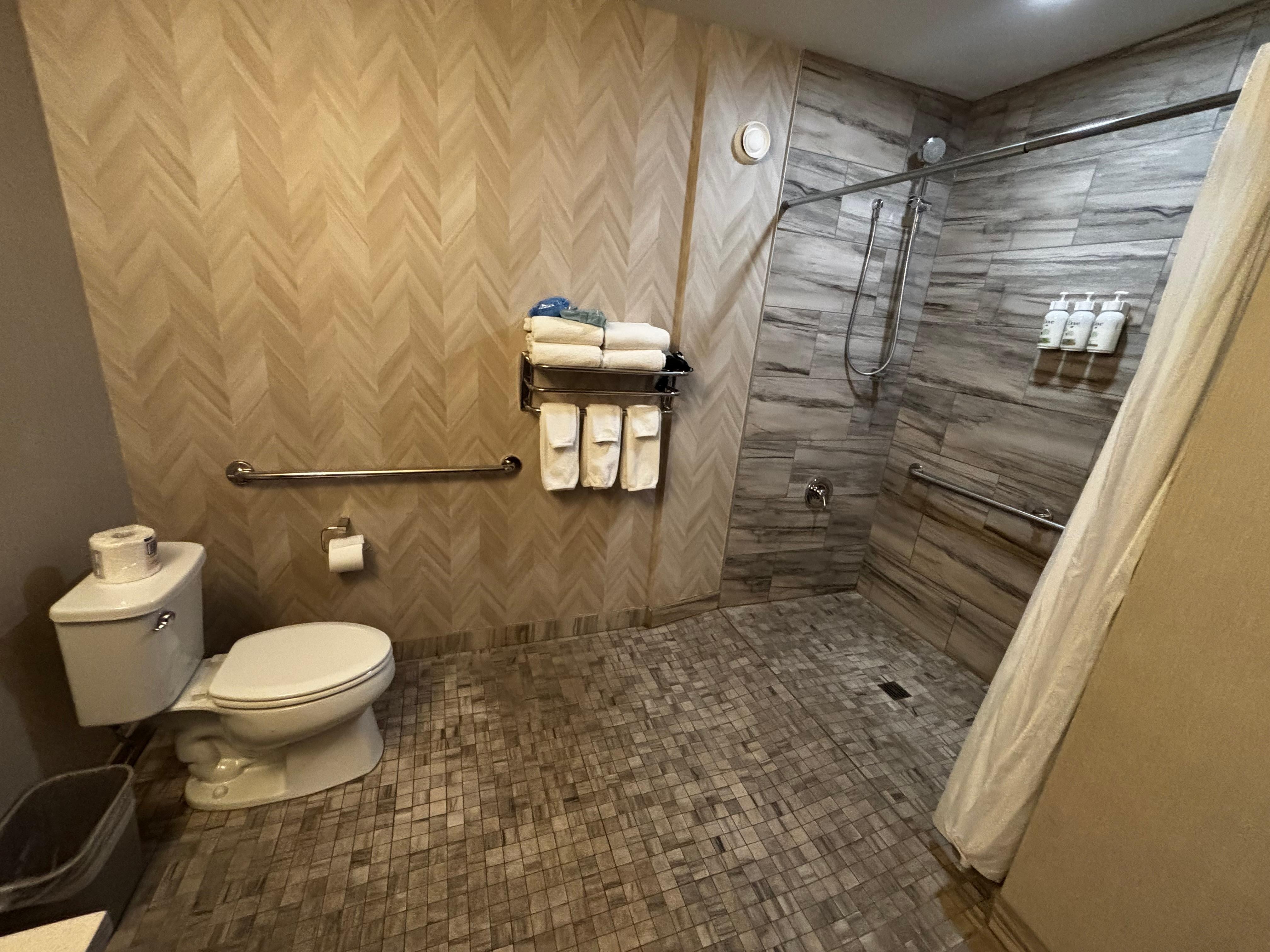 Rm 220, roll in shower mobility adapted Queen 